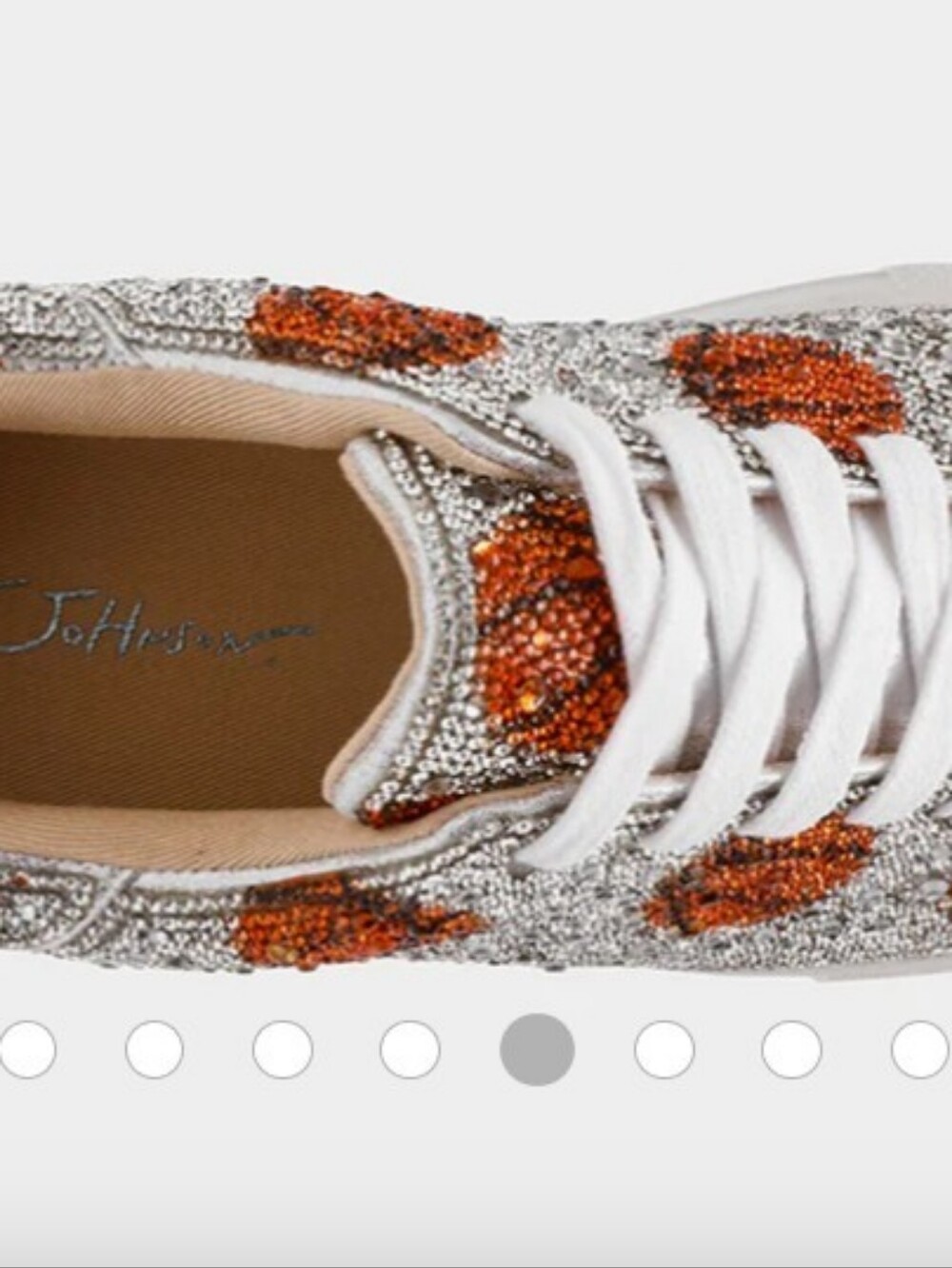 Betsey Johnson Silver Crystal Platform Sneakers with Copper Sequin Spots - Picture 3 of 8